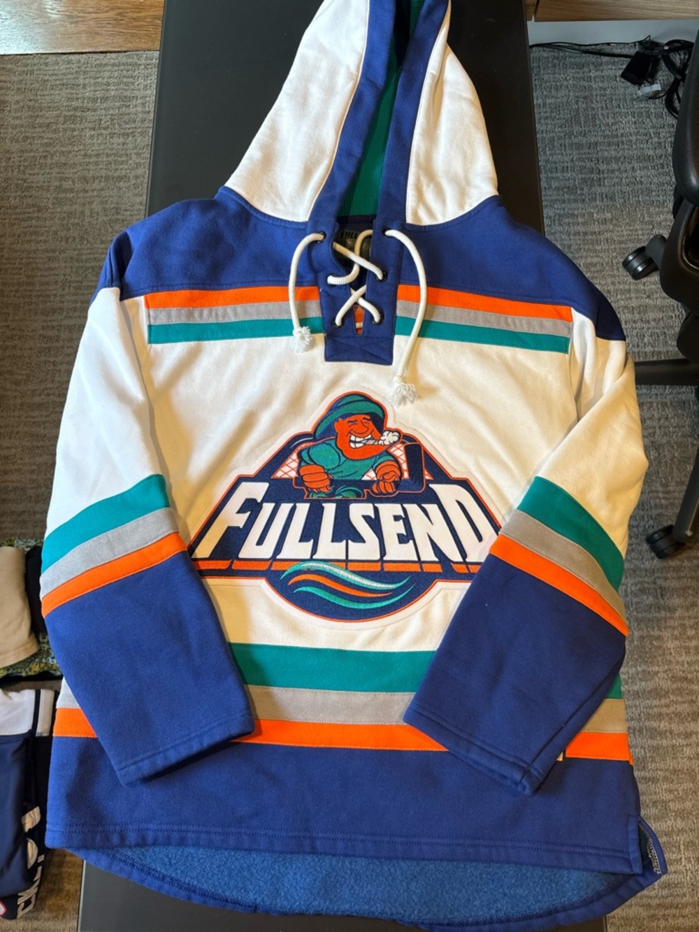 Men’s Hooded full send  Sweater in White & Blue